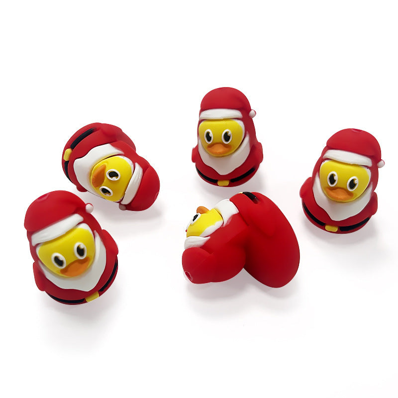 Wholesale  10pcs/pack  Silicone 3D duck beads DIY jewelry beads